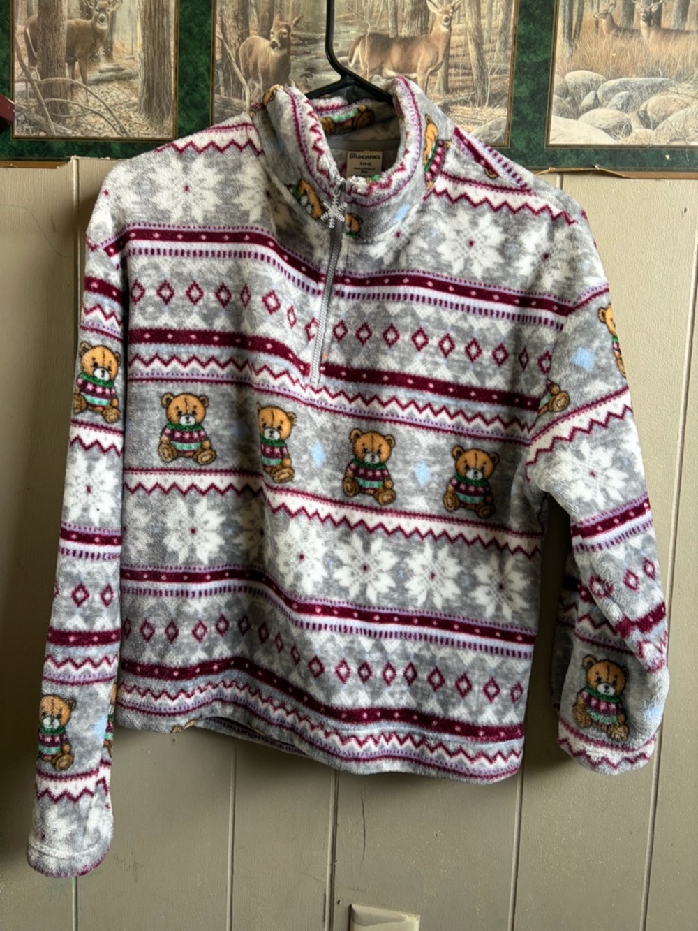 No Boundaries Light Gray Fleece Pullover with Pink Accents